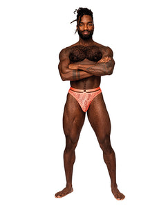 Neon Orange Mesh Strap Thong