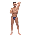 Male Power Diamond Mesh Posing Strap in Navy Blue