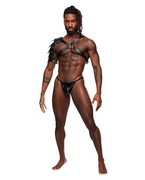 Shop for the Aquarius Warrior PU Leather Chest Harness with Half Sleeve at My Ruby Lips