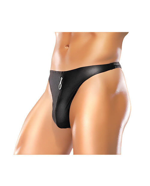 Male Power Zipper Thong: Bold, Sexy, Confident Product Image.