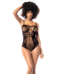 Empowering Elegance Floral Fishnet Bodysuit in Black