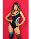 Body con abertura lateral y un hombro de Pride con estampados negros