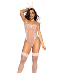 Pink Sexy Bunny Lace-Up Bodysuit with Headpiece