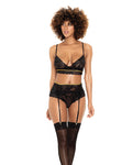 Ethereal Elegance Lace-Up Black Lingerie Set