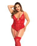 Red Heart Lace Underwire Bodysuit