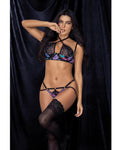 Nocturnal Flower Print & Lace Halter Lingerie Set