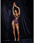 Enchanting Flower Print Mesh Underwire Teddy with Detachable Garter Straps