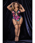 Enchanted Blooms Underwire Teddy with Detachable Garter Straps