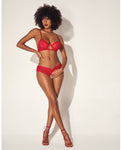 Red Shadow Stripe Underwire Top & Crotchless Bottom Set