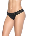 Lace Trim Thong in Black - Size Large
