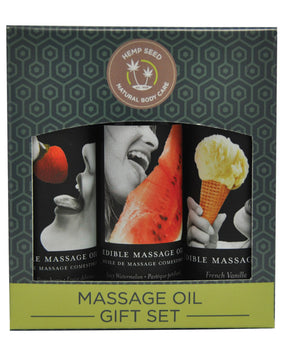 Trío de aceites de masaje comestibles Earthly Body - Set de regalo de 2 onzas - Featured Product Image