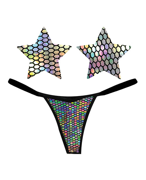 Shop for the Neva Nude Mirrored Mayhem Holographic G-String & Pasties at My Ruby Lips