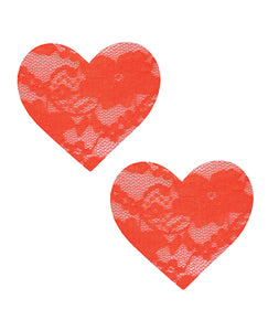 Neva Nude Black Light Lace Heart Pasties - Stand Out in Style!
