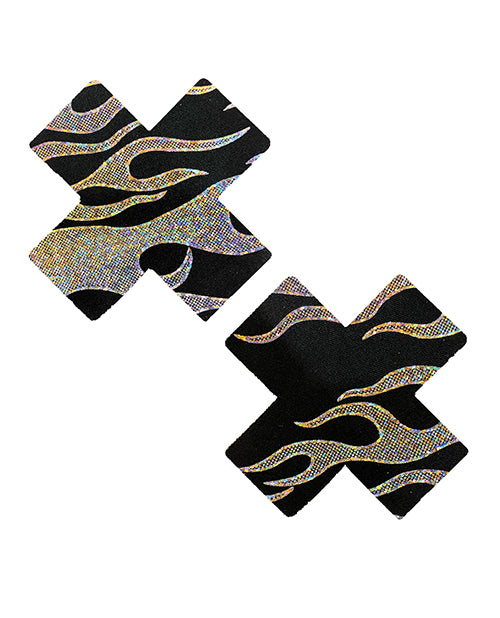 Shop for the Neva Nude Robo Meltdown Holographic X Factor Pasties - Black/Silver O/S at My Ruby Lips