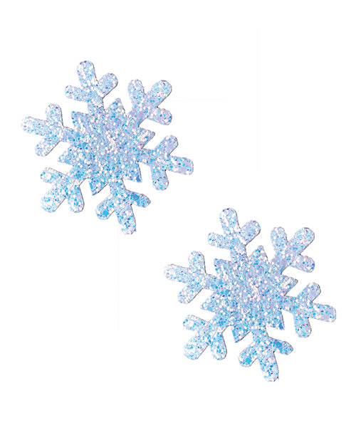 Neva Nude Glitter Snowflake Pasties: Dance of Winter Glamour Product Image.