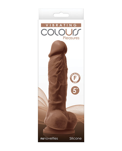Colours Pleasures 5" Vibrating Dildo - Intense Pleasure, Realistic Size, Seductive Dark Brown - featured product image.