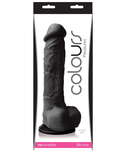 Colours Pleasures 8" Black Silicone Dildo - A Touch of Elegance and Sensation - featured product image.