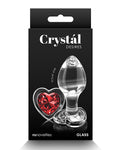 Crystal Desires Glass Heart Gem Butt Plug in Red