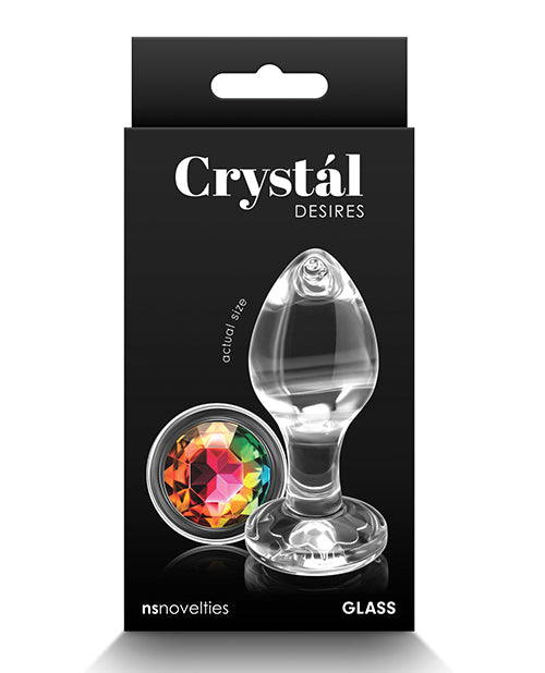 Crystal Desires Rainbow Gem Glass Butt Plug Product Image.