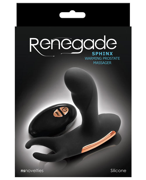 Renegade Sphinx Masajeador de próstata calentado negro con anillo de saco de bola vibratoria - featured product image.