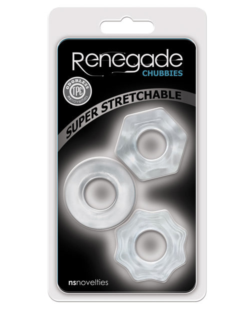 Renegade Chubbies Paquete de 3: Anillos para el pene elásticos y apilables Product Image.