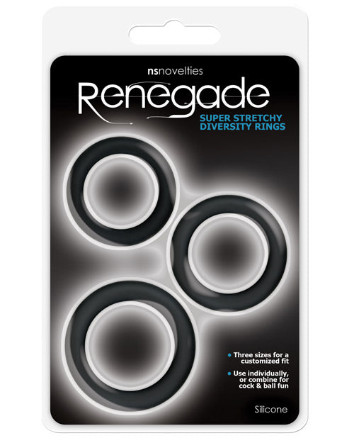 Renegade Diversity Rings - Luxurious Black Pack of 3 - featured product image.