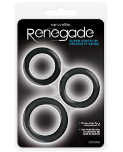NS Novelties Renegade Diversity Rings - Black Pack of 3