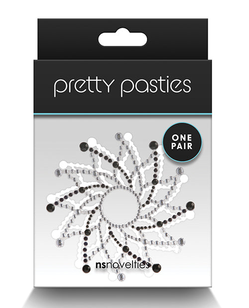 Pretty Pasties Charm I - Negro: Elegantes cubrepezones adhesivos - featured product image.