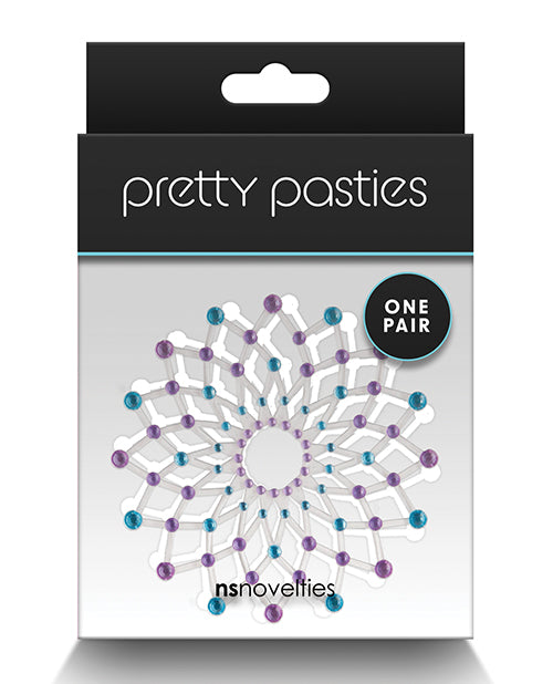 NS Novelties Pretty Pasties Charm II - Blue Nipple Covers - featured product image.