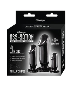 Kit de tapón anal de entrenamiento anal Ass-sation n.º 1, negro: tamaños graduados, diseño suave, uso prolongado