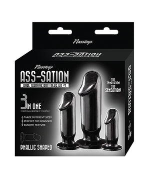 Ass-sation Anal Training Butt Plug Kit #1 - Black: Graduated Sizes, Smooth Design, Extended Wear
