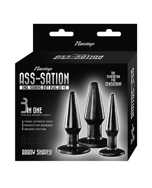 Ass-sation Anal Training Butt Plug Kit #2 - Black Product Image.