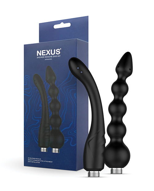 Kit de ducha Nexus Advance - Negro: dúo de limpieza íntima definitivo - featured product image.