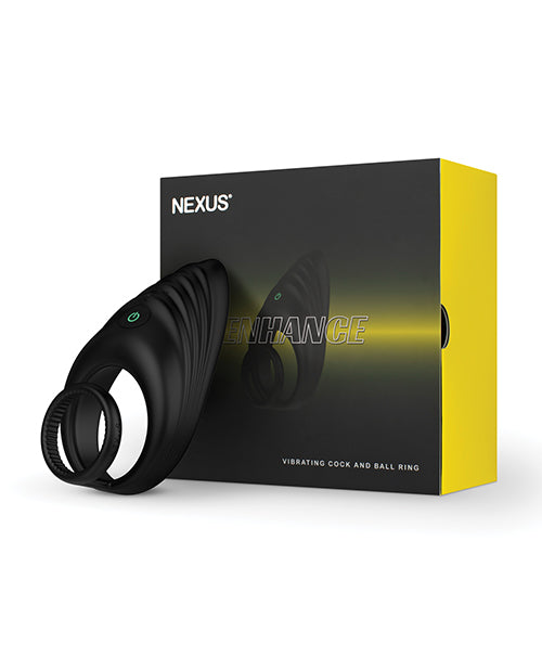 Nexus Enhance Black Cock &amp; Ball Ring: placer, comodidad y seguridad personalizables, recargable y resistente al agua - featured product image.