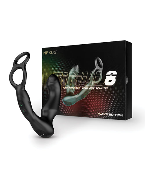 Nexus Simul8 Wave Dual Cock Ring Prostate Massage - Black - featured product image.