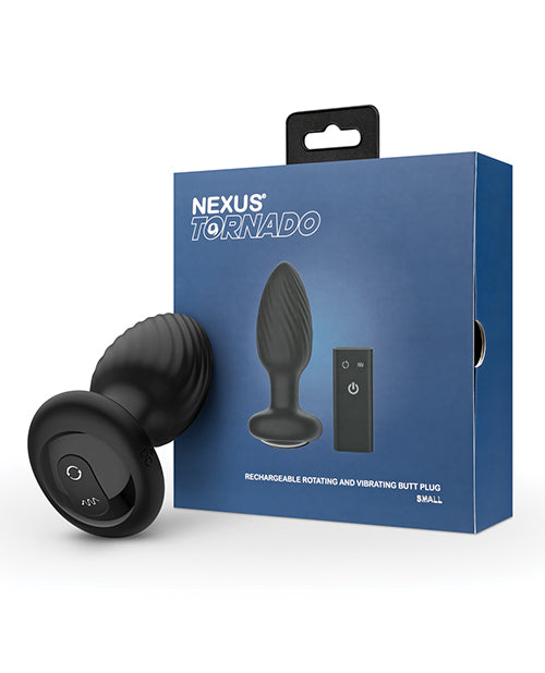 Nexus Tornado Rotating & Vibrating Butt Plug - Black: 27 Pleasure Combinations, Remote Control, Body-Safe Silicone Product Image.