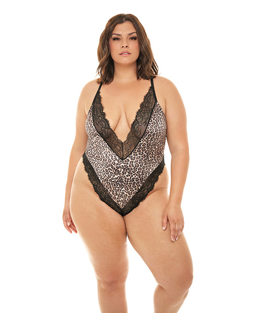 Wild Elegance Leopard Satin Teddy - featured product image.