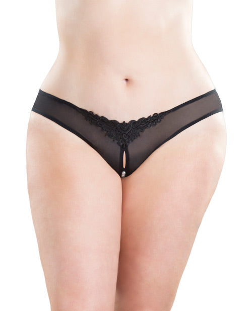 Ohlalacheri Black Crotchless Thong with Pearls - featured product image.