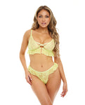 Noell Lace & Ruffle Bra Set - Daiquiri Green