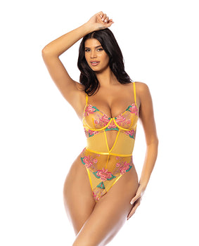 Elisabeth Yellow Embroidered Underwire Teddy - Featured Product Image