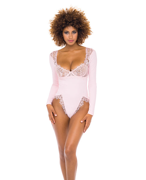 Crystal Rose Ribbed Knit & Lace Teddy - featured product image.