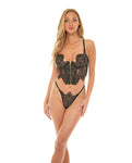 Kinsley Black Lace & Mesh Bustier Set - Size Large