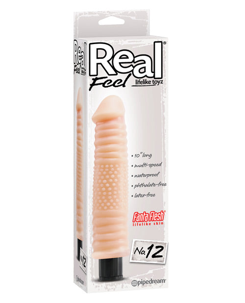 Real Feel® No.12 10" Waterproof Vibrating Dildo Product Image.