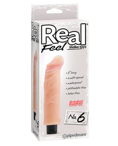 Real Feel No. 6 Long 8" Waterproof Vibe - Multi-Speed Flesh