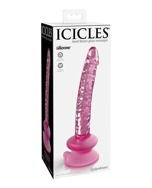 Icicles No. 86 Glass Massager with Suction Cup - Pink Product Image.
