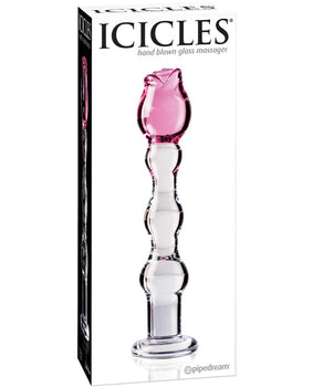 Masajeador de lujo de vidrio soplado a mano - Transparente con punta de rosa - Featured Product Image