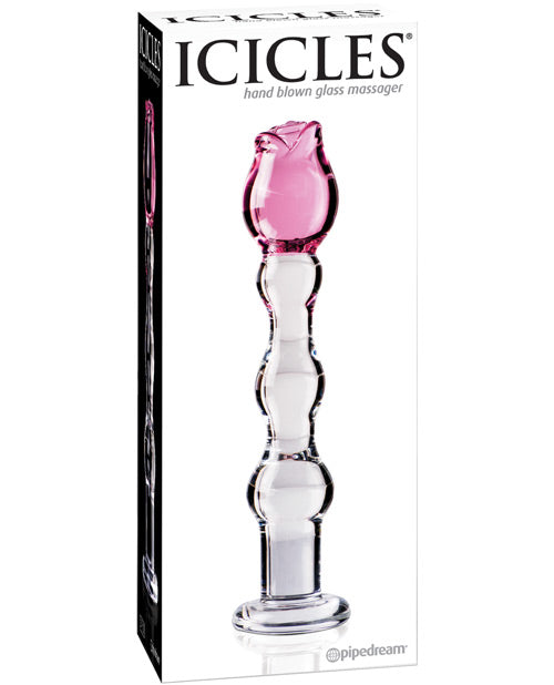 Luxury Hand-Blown Glass Massager - Clear with Rose Tip - featured product image.