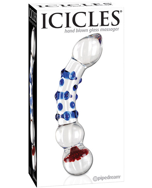 Icicles No. 18 Glass Massager - Clear with Blue Knobs - featured product image.