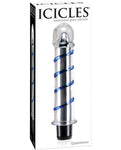 Icicles 20 號玻璃振動器 - 透明，帶藍色漩渦