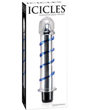 Icicles 20 號玻璃振動器 - 透明，帶藍色漩渦 - Featured Product Image